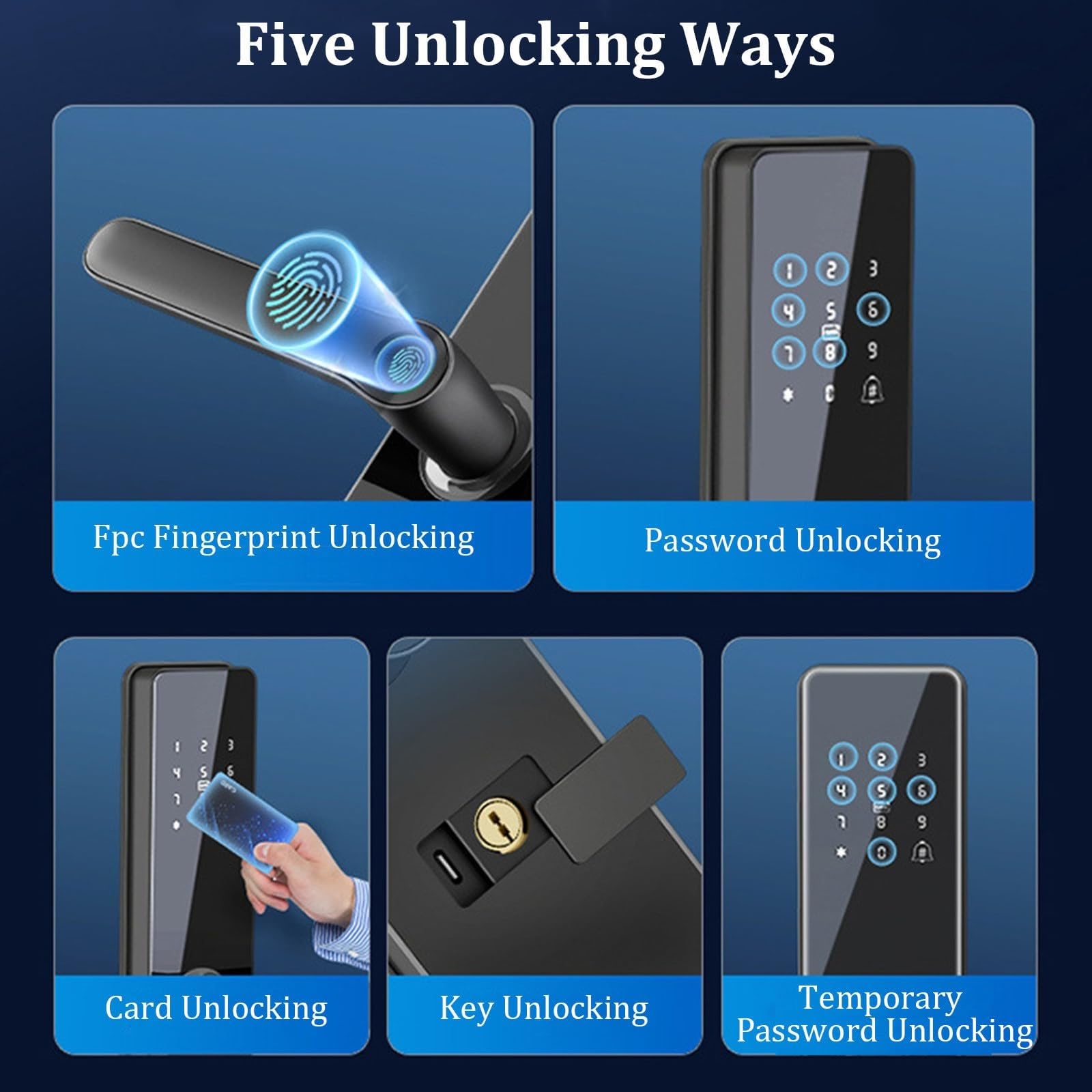 Serratura Per Porta D'ingresso Senza Chiave Con Maniglia, Controllo Tramite APP TTLock - Serratura Di Sicurezza Intelligente Con Impronta Digitale Per Porta D'ingresso, Facile Installazione