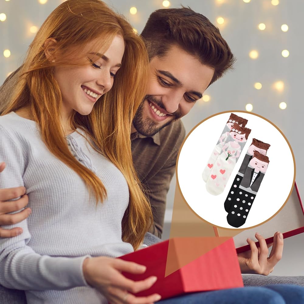 Pack Calcetines Boda Bogoro Regalos Boda ReciéN Casados ​​2 Pares Calcetines Boda Calcetines Regalo Boda Para ReciéN Casados ​​Calcetines Boda Unisex Para Fiestas Compromiso, Parejas, Ver Imagen Regalo Boda Personalizado