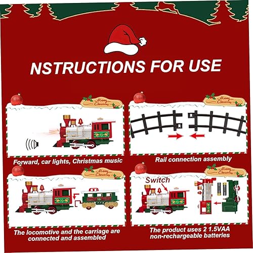 Miniatura 3 de Juego de tren de árbol de Navidad con luz y sonido colgante de tren de Navidad con locomotora, carro, trineo y pistas para regalos para niños.