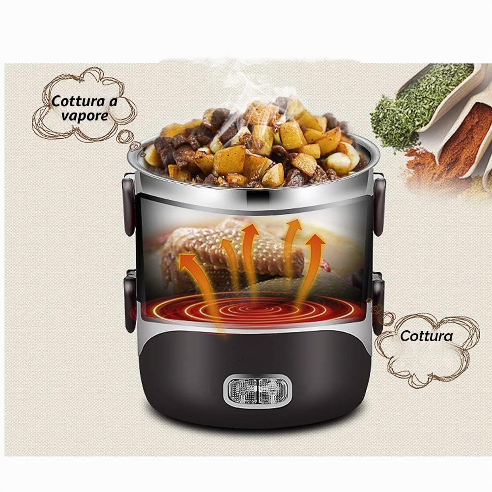DAMAI Lunch Box Elettrico Contenitore Elettrico Portavivande Elettrico Scaldavivande per L'Ufficio, casa, Scuola, in Viaggio,Brown