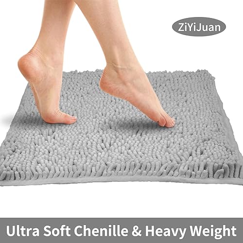 Miniatura 10 de ZiYiJuan Alfombras de baño, felpilla de lujo súper absorbente, azul claro, 20x20_17x24_20x32