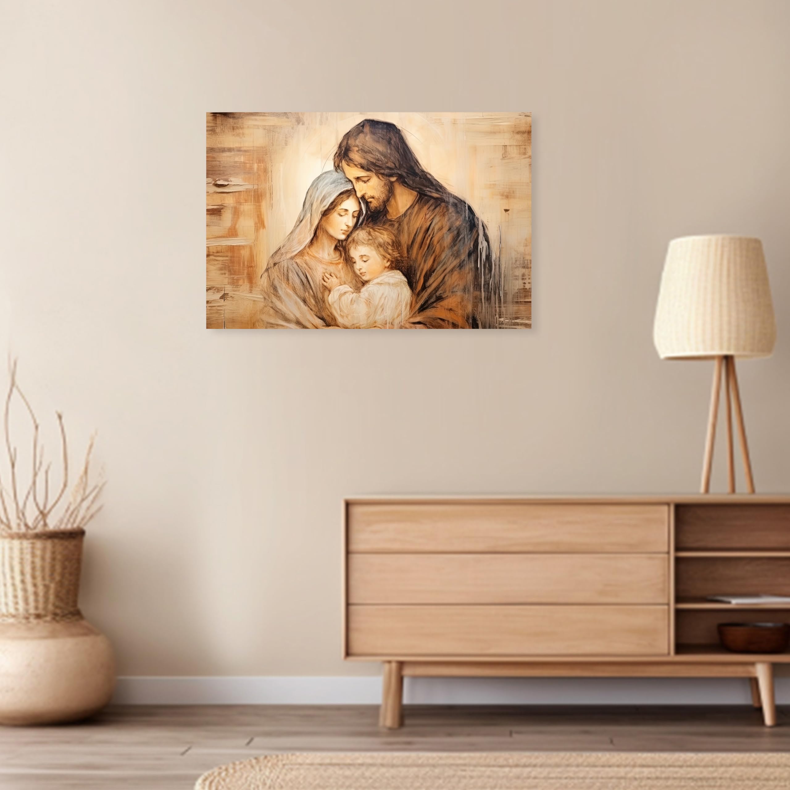 Tableau Icône Religieuse Jésus Marie Avec Cadre 56x46 Cm - Reproduction Italienne