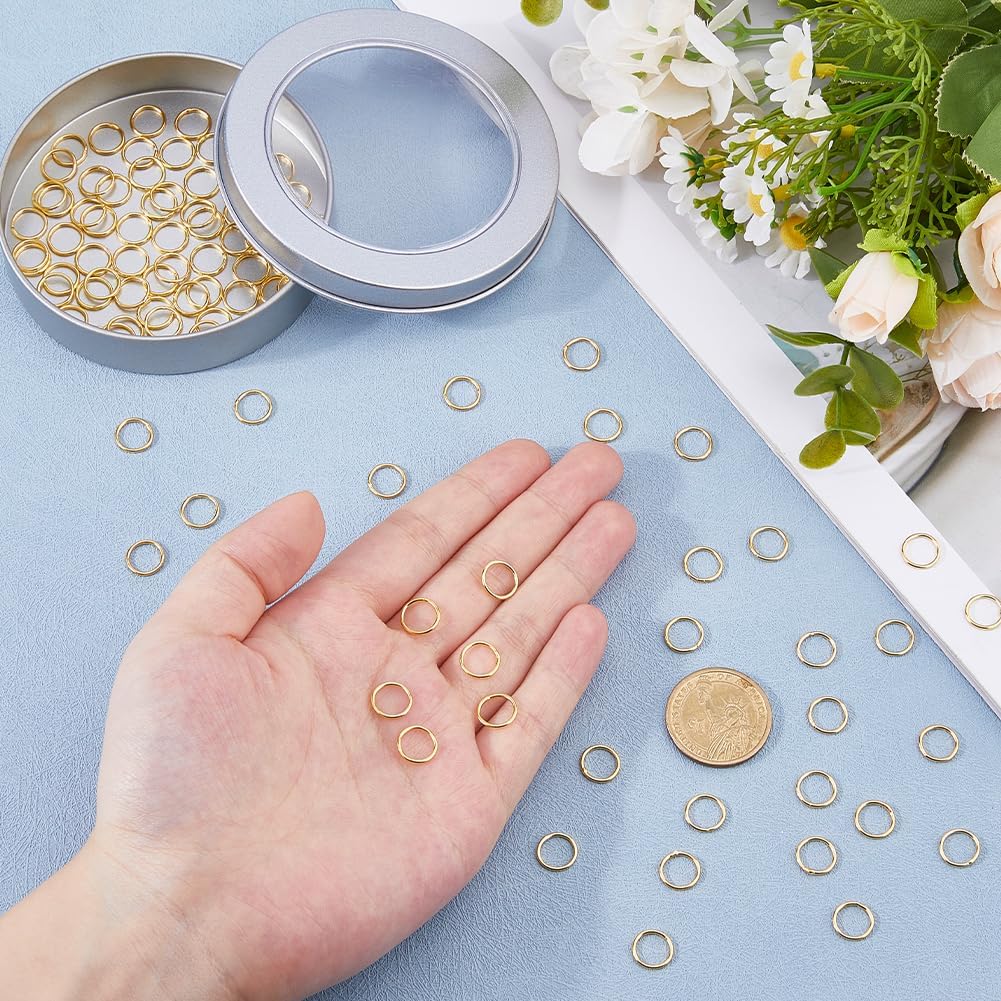 Hobbspring 100Pcs Metal Stitch Markers 18K Gold Plated Round Stitch Marker Linking Markers Brass Stitch Rings for DIY Craft Project Knitting and Crocheting