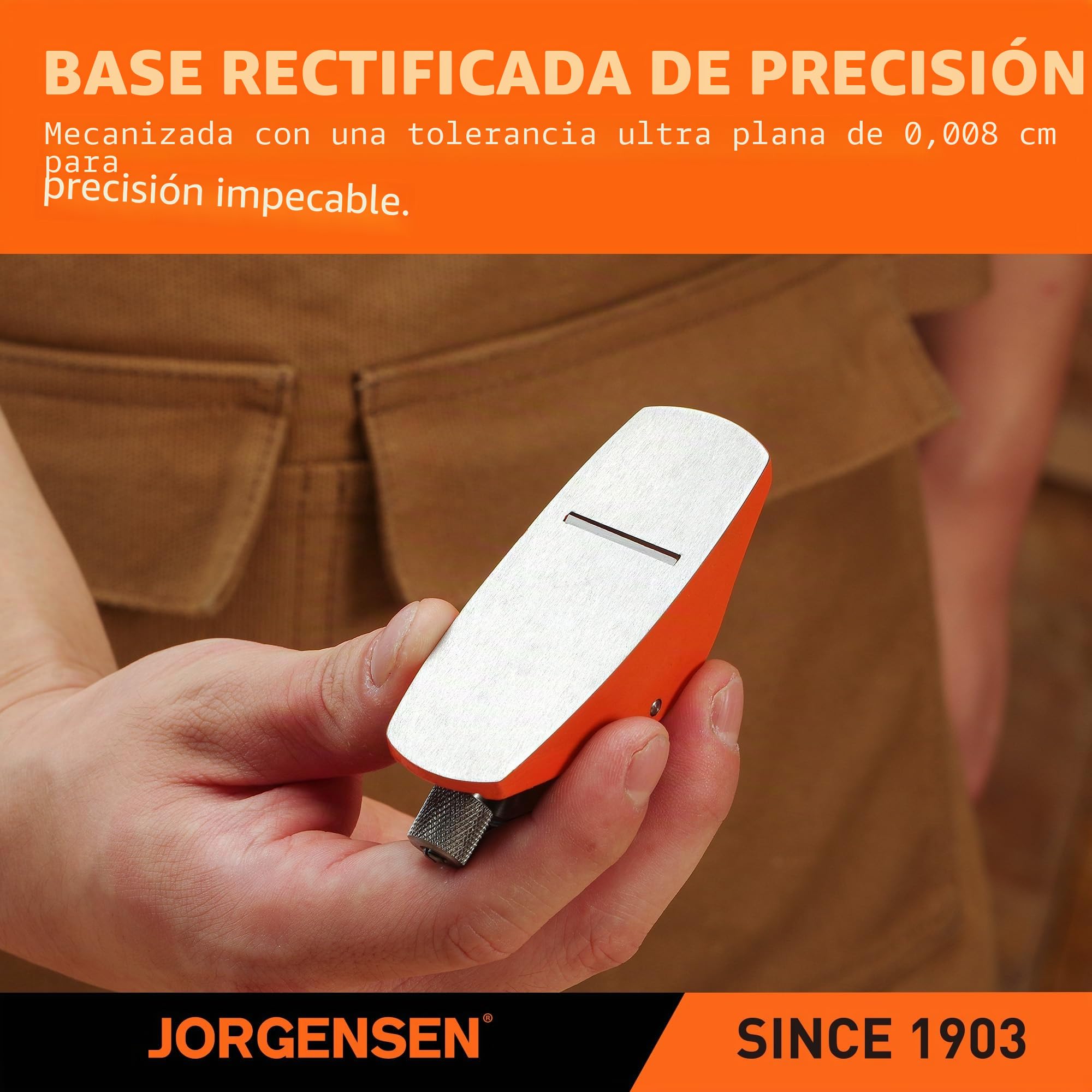 JORGENSEN Mini Cepillo de Carpintero, Mini Cepillo Manual para Trabajos de Madera de Precisión, Ideal para Recortar, Pulir y Cepillar, con Hoja Ajustable, para Trabajos en Madera