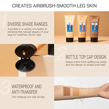 Leg & Body Makeup Waterproof No Transfer, 4.0 fl oz Tattoo Cover Up Makeup & Tattoo Concealer for Women, Waterproof Full Coverage Body Foundation for Tattoos, Scars & Varicose Veins, 02 Medium