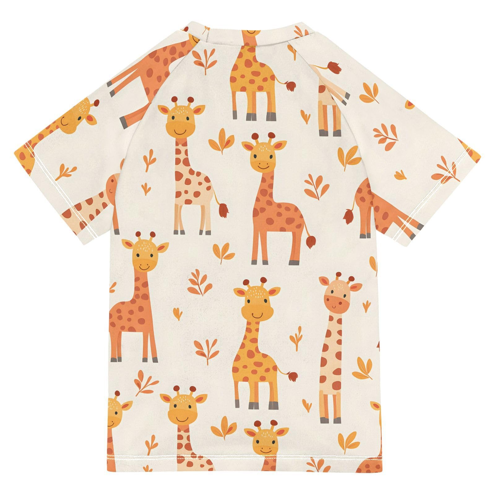 ALAZA Kids Rash Guard Toddler Swim Shirt Boy Girls Giraffes Fall UPF 50+ Short Sleeve 4T