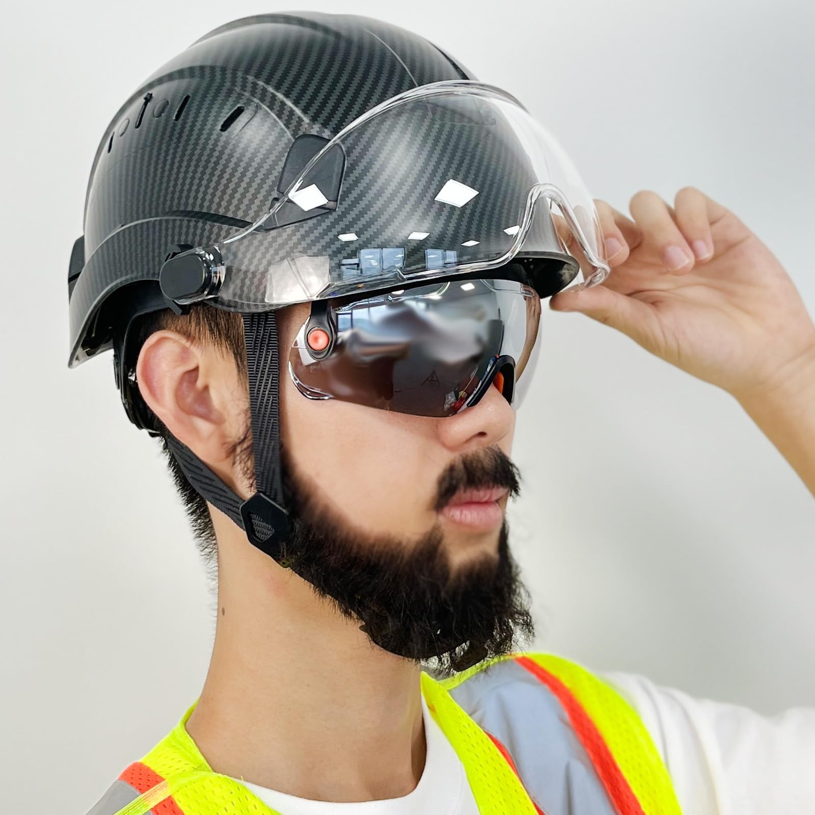 SAFEBUILDER CR06X+2V Construction Safety Helmet with Buildin Visor ABS