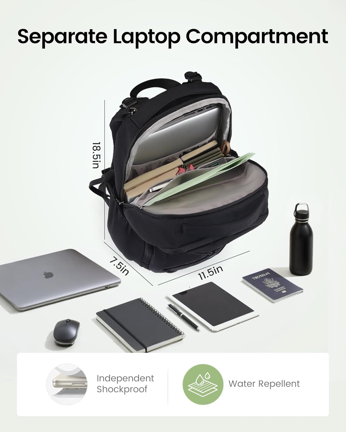 LOVEVOOK Travel Backpack for Women & Men With Giant Tumbler Holder,15.6 Inch Classic Laptop Work College Teacher Carry on Backpack Purse,Waterproof TSA Personal Item Backpack Computer Bag,Olive Green