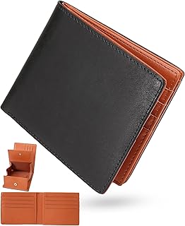 [Sollman] 二つ折り財布 財布 メンズ 2つ折り イタリアンレザー 本革 | ボックス型の小銭入れ 大容量 カード16枚 RFIDスキミング対策 ブラック