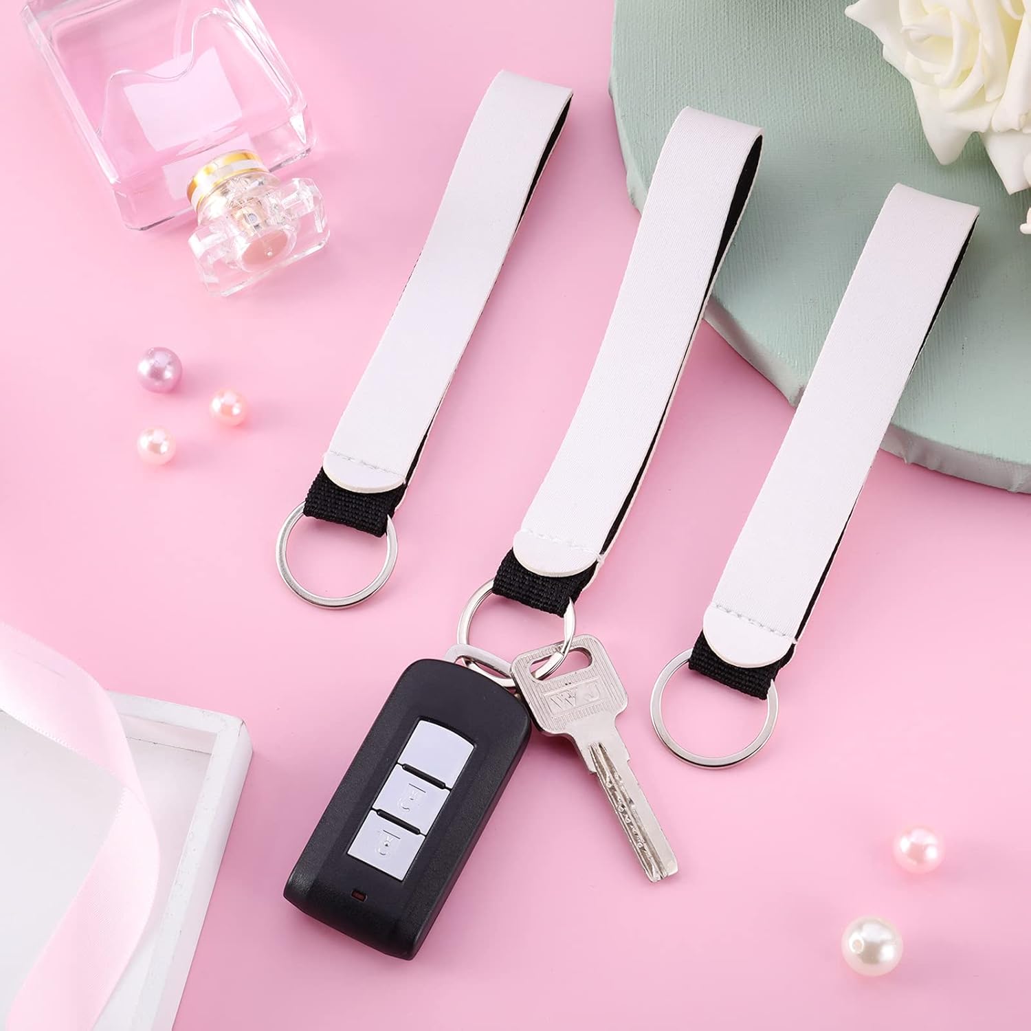 Frienda 40 Pieces Sublimation Wristlet Keychain Blanks Sublimation Lanyard Blank Products DIY Neoprene Key Chains for Women - Image 4