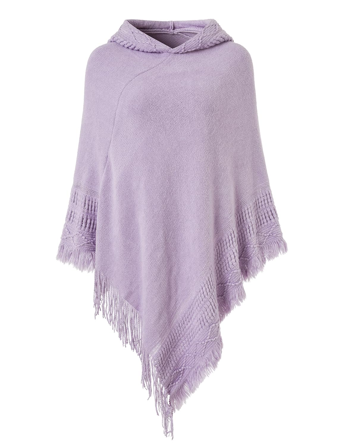 Ferand Ladies' Hooded Cape with Fringed Hem, Crochet Poncho Knitting Patterns for Women