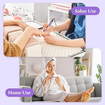 Electric Nail Files, Professional Nail Drill Machine, 20000RPM Adjustable Speed Manicure Pedicure Set with 6 Drill Bits, Low Vibration Low Noise Electric Nail Drill for Gel/Acrylic Nails for Beginner