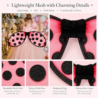 Kids Ladybird Wings for Girls, Foldable Fancy Dress Accessory