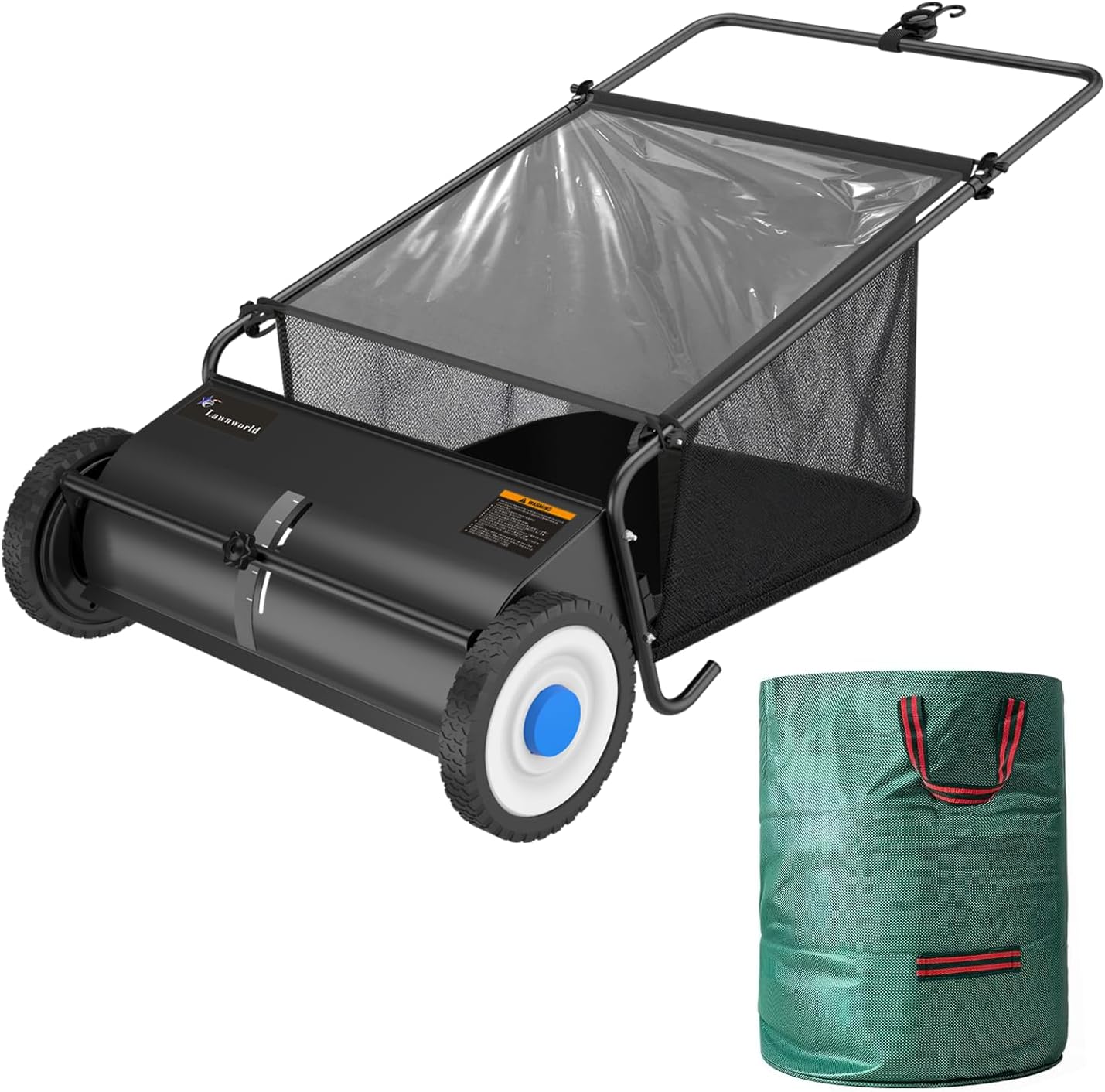 21 Inch Leaf & Lawn Sweeper – Push Powered Garden Sweeper for Grass Clippings, Leaves & Debris – Manual Push Yard Sweeper
