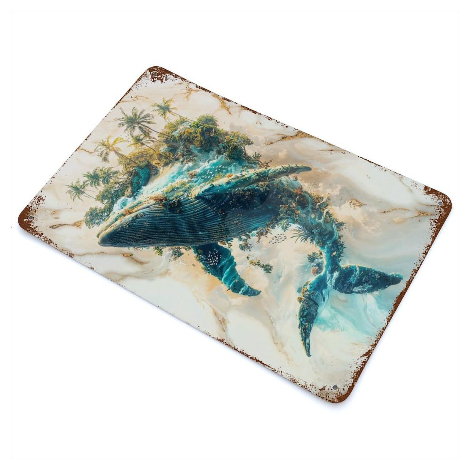 Island of The Sea Vintage Rust Metal Sign 11.8"x7.9", Farmhouse Wall Decor for Garage, Pub Or Kitchen