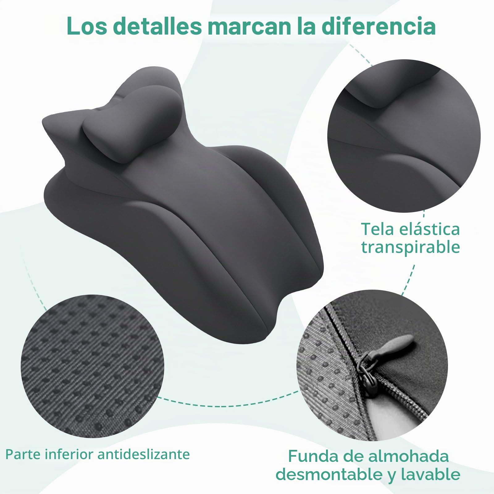 Almohada en Forma de Cuña Ergonómica - Almohada para Dormir Boca Abajo y Leer en la Cama, Alivia el Dolor de Espalda y Brinda Soporte al Sentarse, Soporte Lumbar y Cervical con Funda Removible