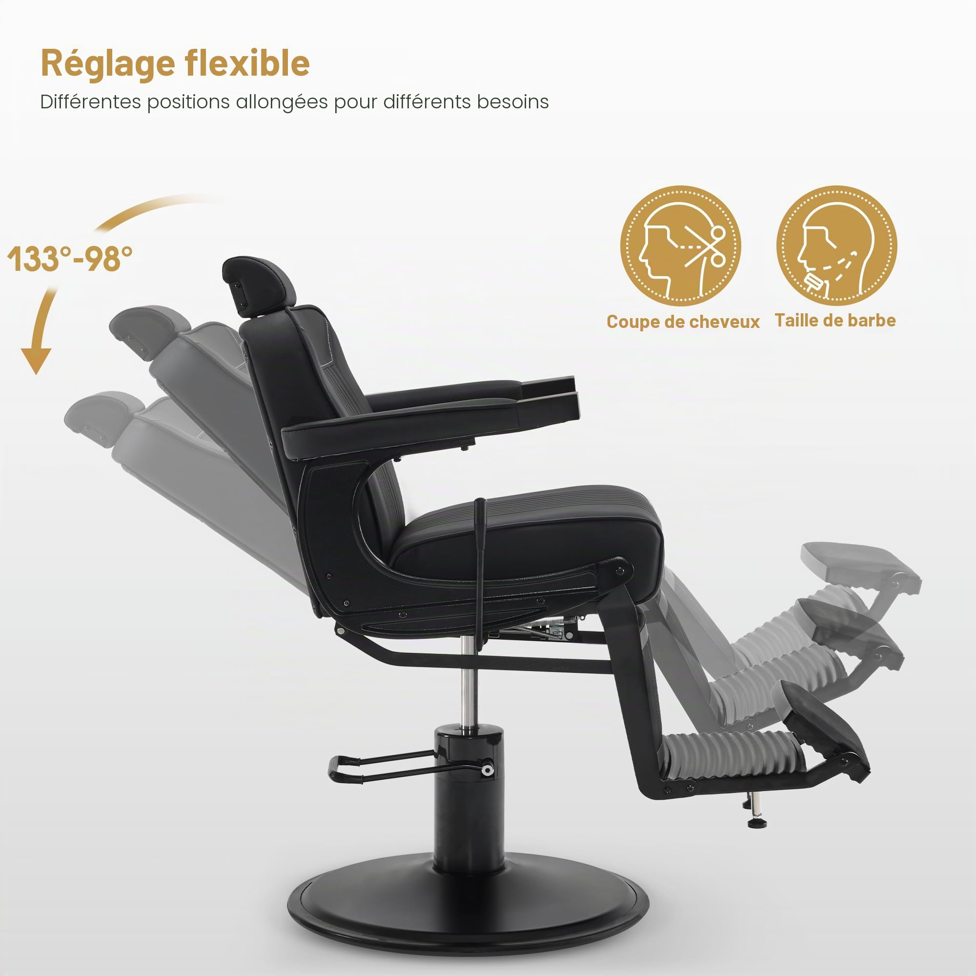 Barberpub 3822 Fauteuil de coiffeur Noir
