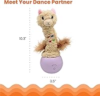 Vista 5 de Catstages Electronic Dancing Llama Interactive Cat Toy, Wobbles and Plays Music, Battery Powered, Plush, White
