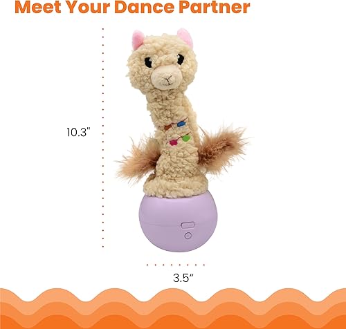 Miniatura 5 de Catstages Electronic Dancing Llama Interactive Cat Toy, Wobbles and Plays Music, Battery Powered, Plush, White