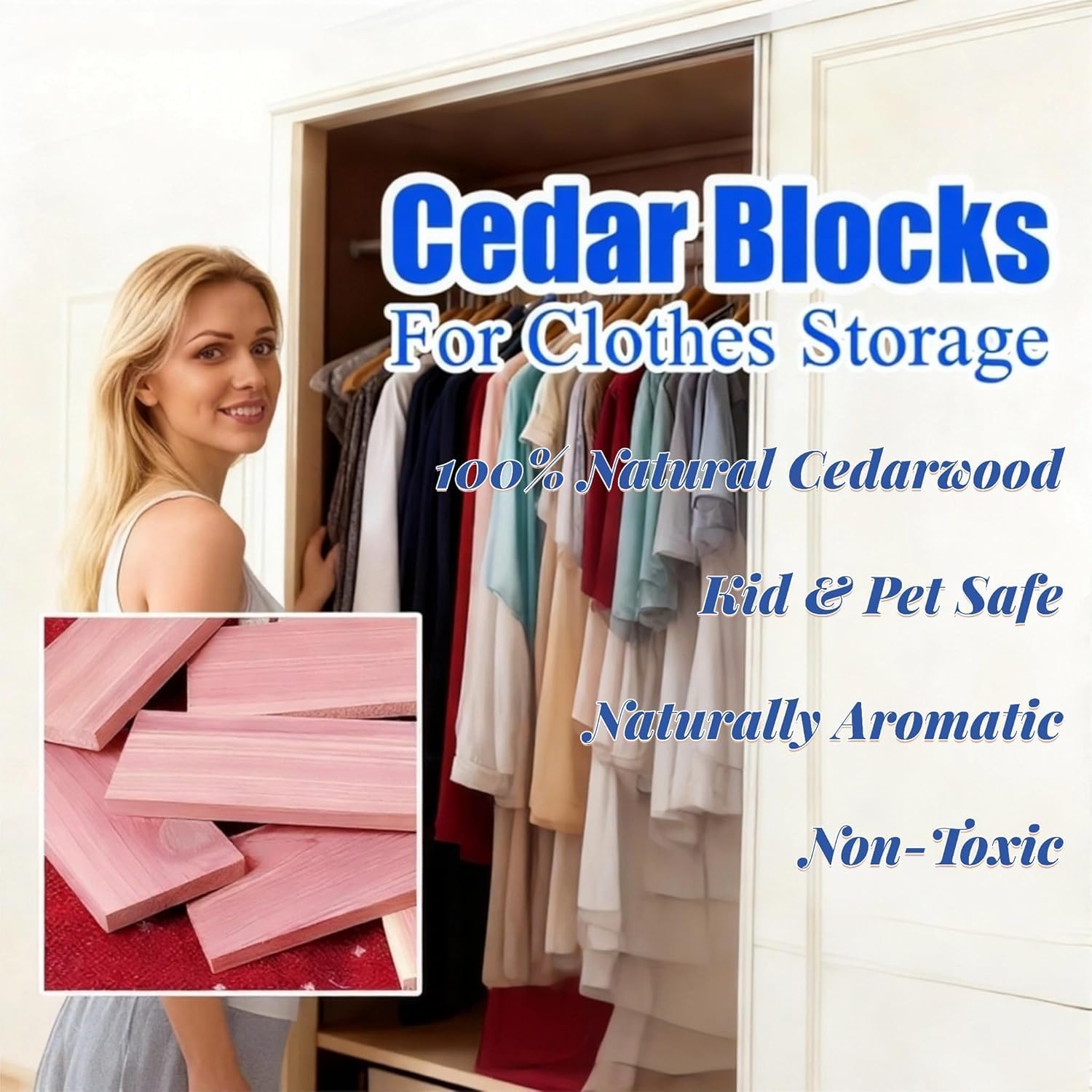 20Pcs Red Ceder Blocks Cedar Planks Chips,for Closet,Storage Bags,Cabinets | Natural Wood Chips,Cedar Blocks for Clothes Storage