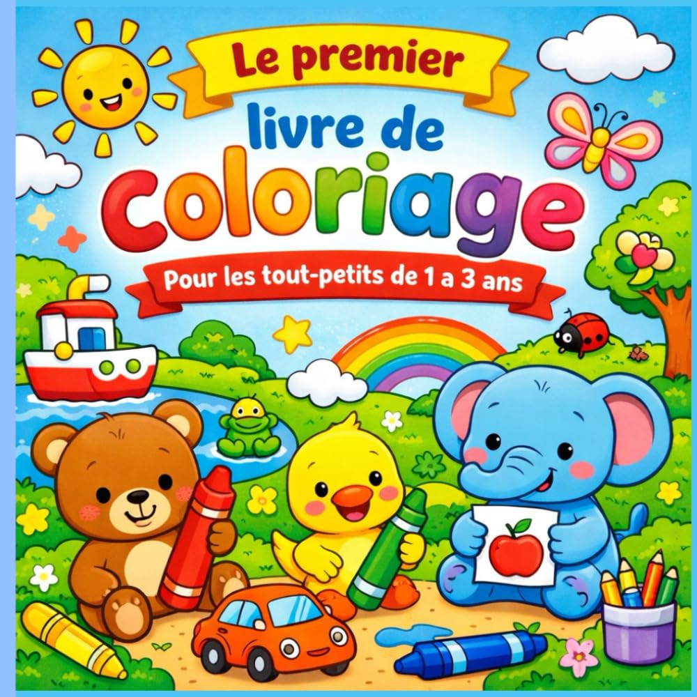 Mon Premier Livre de Coloriage – Tout-Petits 1 à 3 Ans: Grands dessins simples pour bébé | Coloriage facile, ludique et éducatif pour développer la motricité et la créativité.