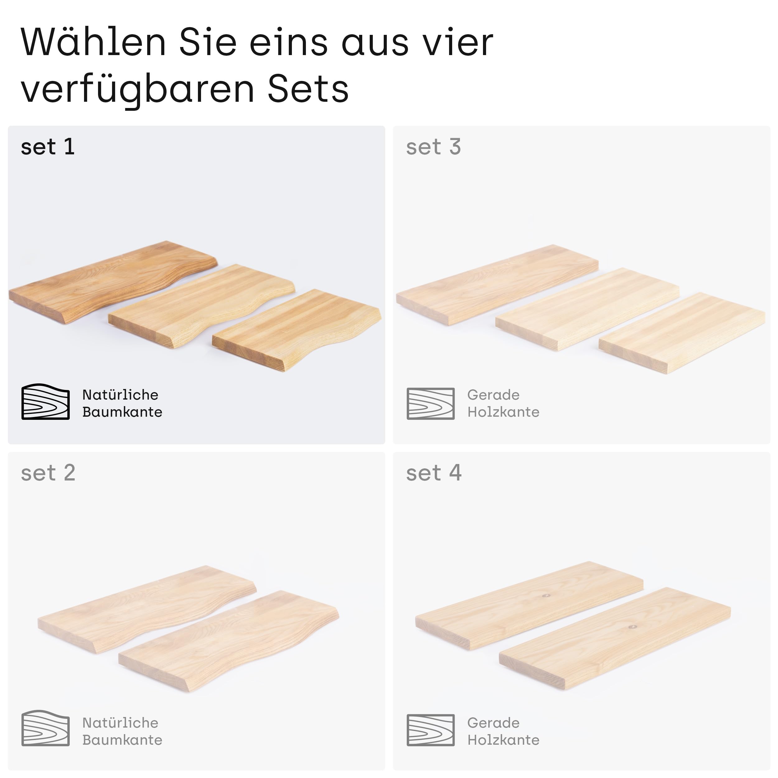 LAMO Manufaktur 3 Stück Wandregal aus Holz mit unsichtbarer Befestigung 40/35/30cm | Wandregal aus 100% echtem Holz | Hängeregal für Wohnzimmer Wandregale Set 1 Baumkante Farbe: Rustikal