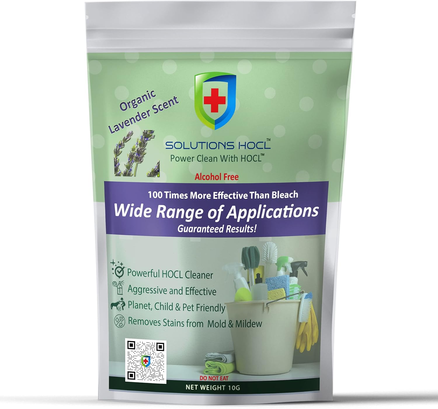 Solution HOCL Powder 10 one gram Individually Packaged Single use packets - (10 grams of total active ingredients) One Gram Packet Makes 1 Gallon (128 Fluid Ounces) of Powerful HOCL Cleaner (Lavender)