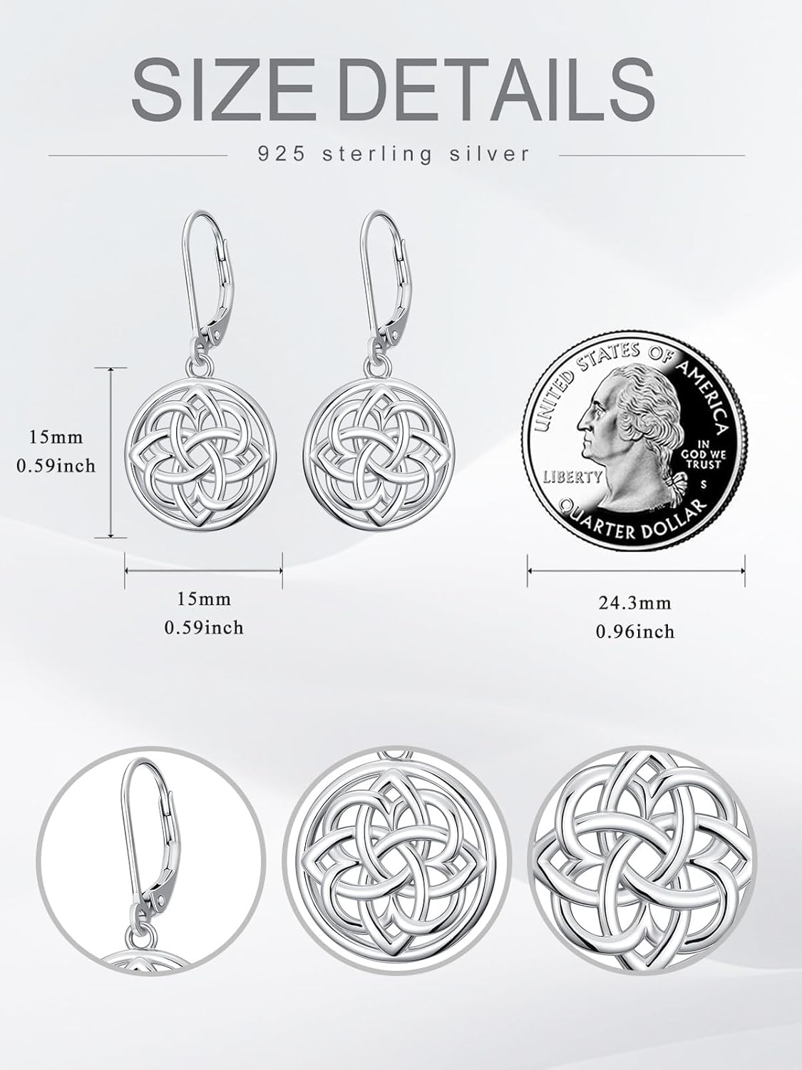 Dorunmo Celtic Knot Earrings 925 Sterling Silver Vintage Celtic Knot Leverback Dangle Earrings Jewelry Gift for Women Mom Grandma - Image 5