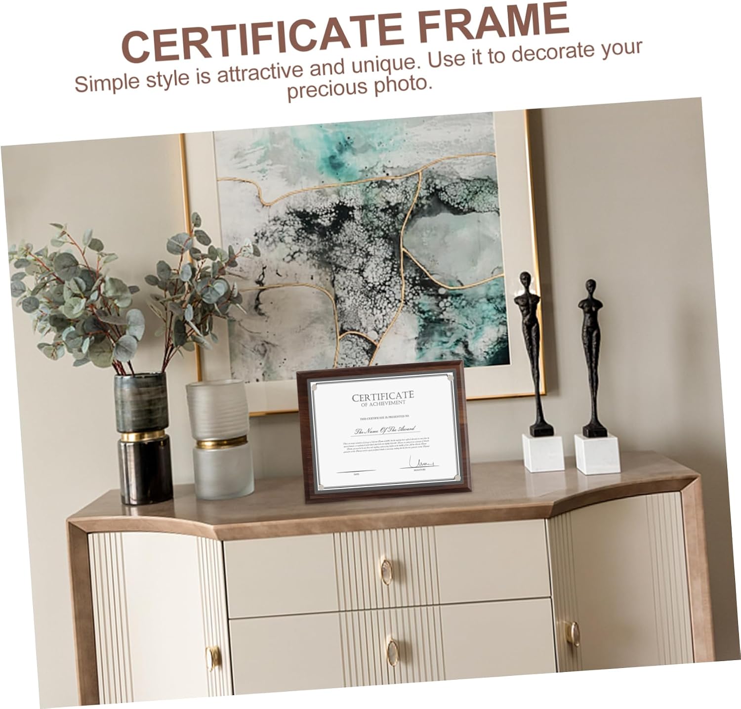 Wooden Picture Holder A5 Size Frame for Certificate Waterproof Mat Home Office Decor