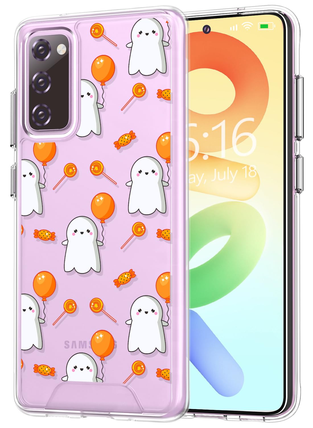 Rayboenfor Samsung Galaxy S20 FE Case, Candy Pattern Shockproof Protection Phone Cover Samsung S20 FE, Transparent Flexible Sleek Durable Wireless Charging Compatible Case