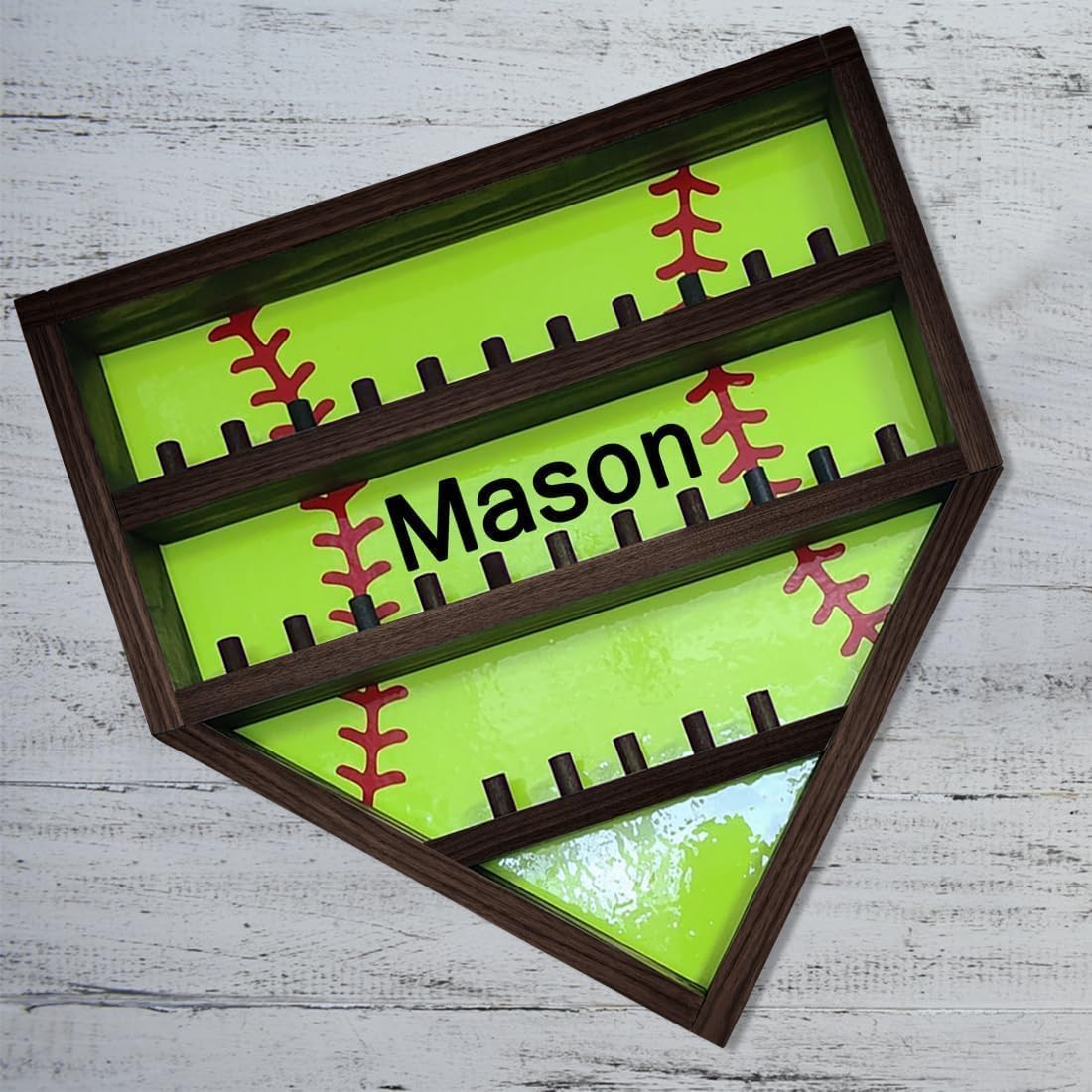 Personalized Baseball Ring Holder, Custom Name Baseball Ring Display Case Display, Championship Ring Display Case, Storage Rack for Collecting and Organizing Sports Memorabilia (Grown-Green)
