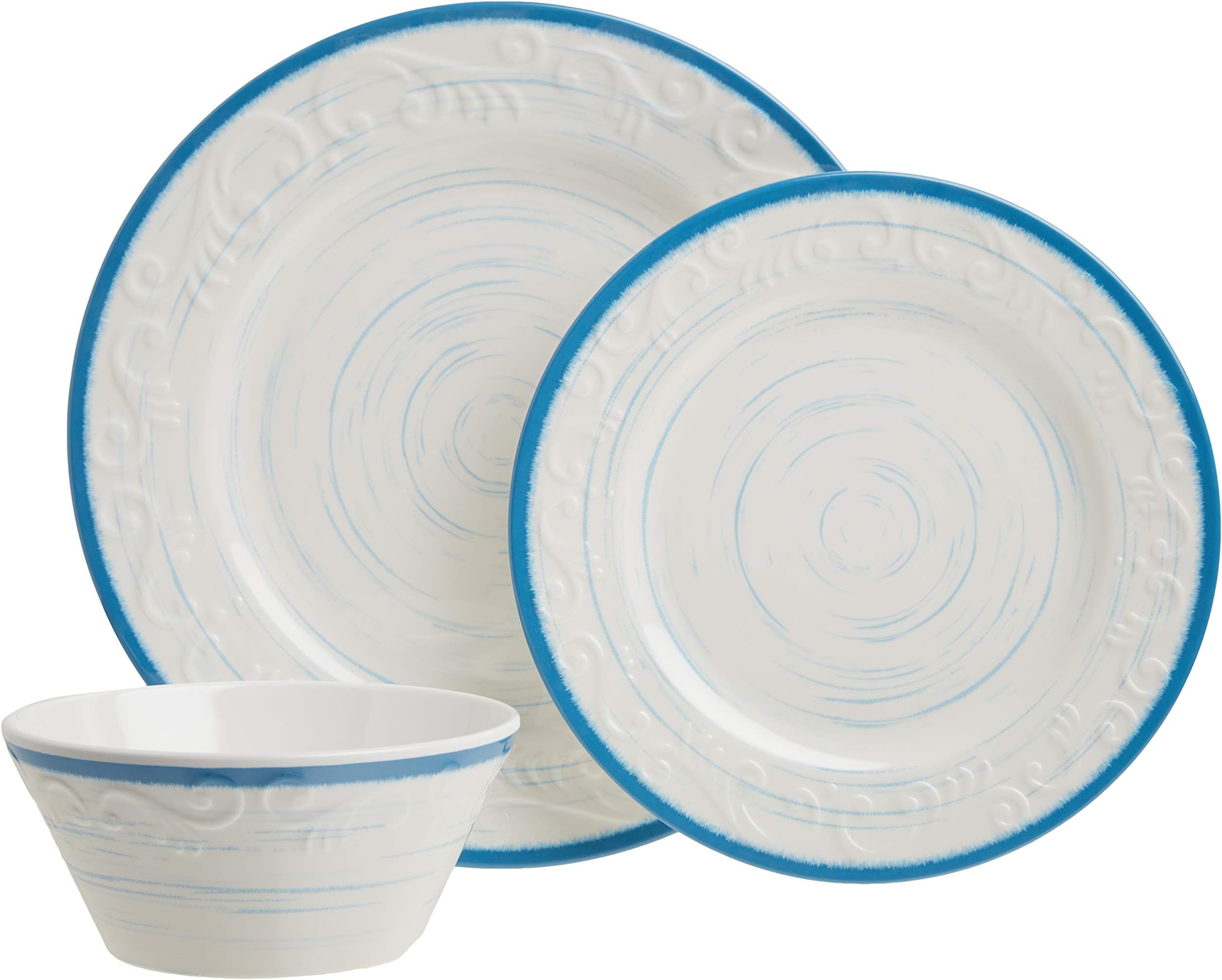 Pfaltgraff 12-Piece Melamine Dinnerware Set - Trellis Blue