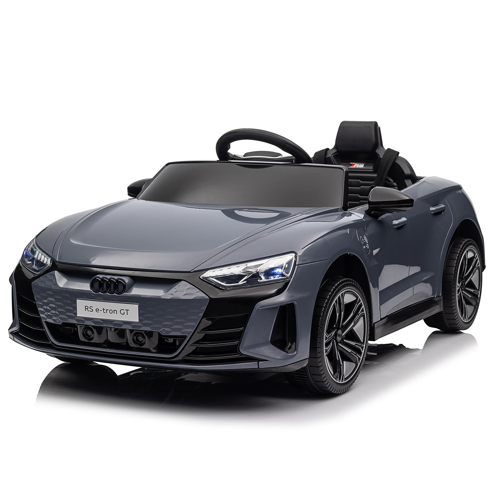 LALAHO Auto elettrica per bambini AUDI RS E-tron 12 V (grigio) | Doppi Motori, Telecomando 2.4 GHz, MP3, Sospensioni, Auto Elettrica per Bambini 3-5 Ann