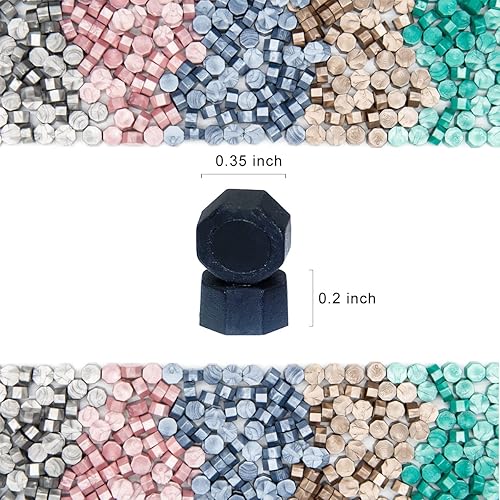 Miniatura 4 de Cuentas de cera de sellado, 200 cuentas de sellado octágono a granel para invitaciones de boda, regalo de Navidad, tarjeta de regalo, sellado de