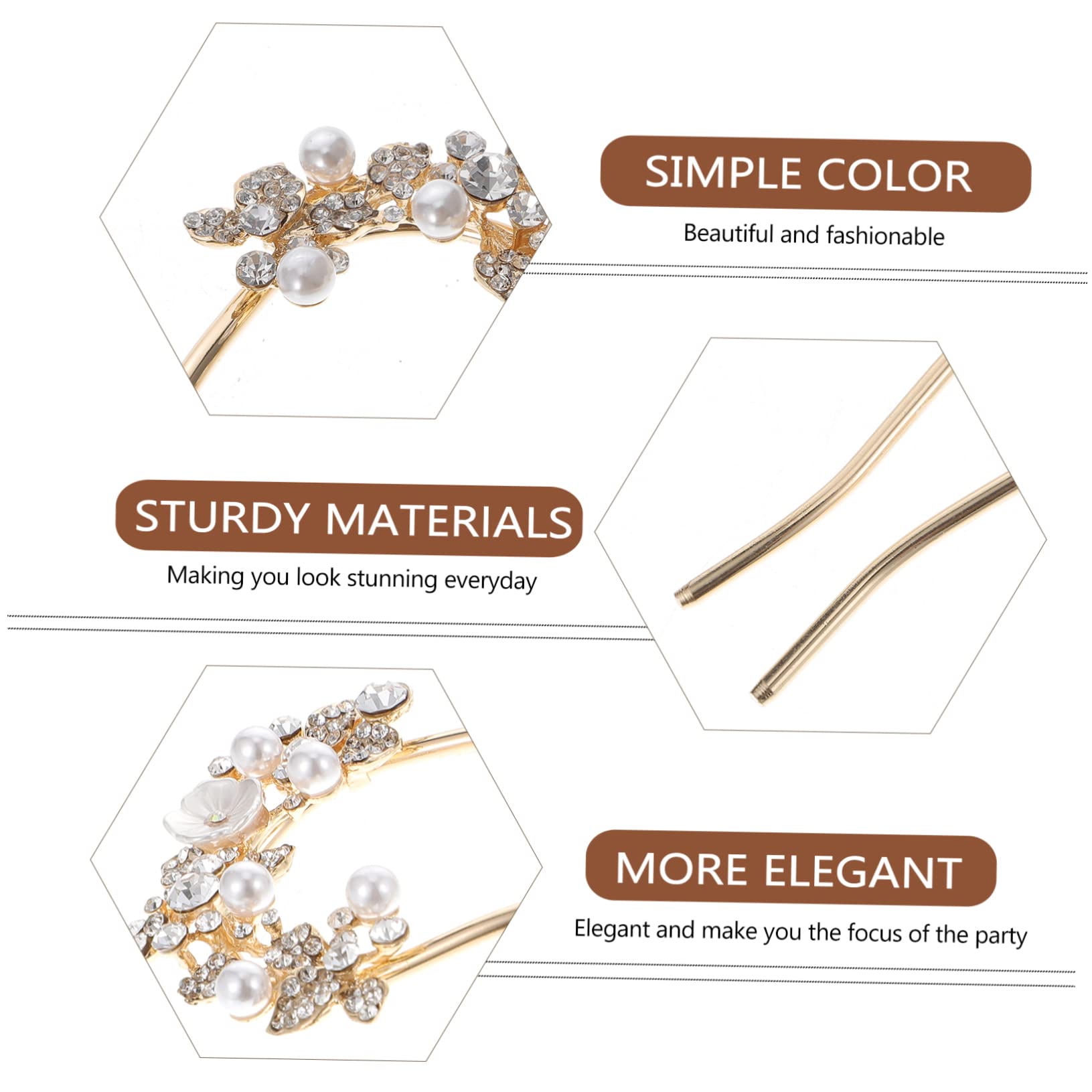 POPETPOP 5piezas Horquilla De Pelo De Perlas y Brillantes Para Moño Chic Horquilla Metálica Para Mujeres Accesorio De Peinado Elegante y Cómodo