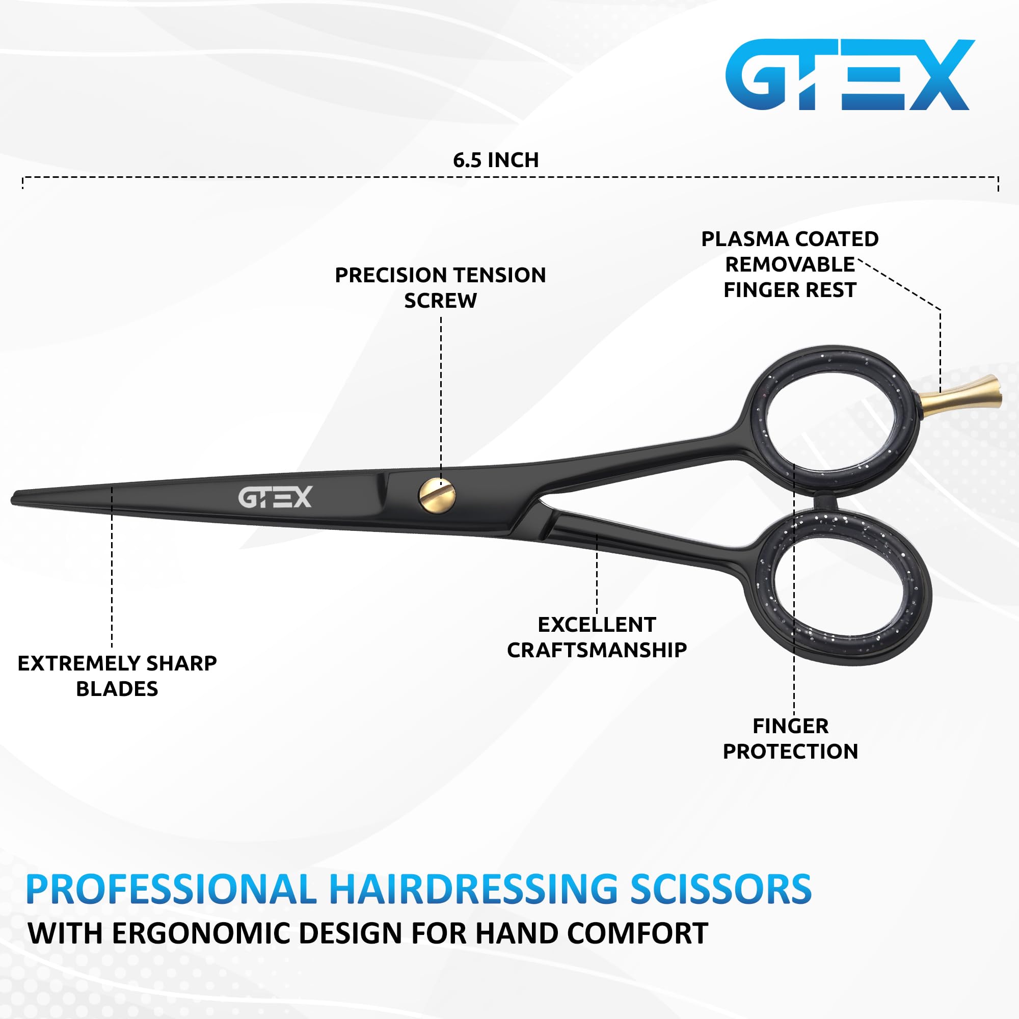 Amazon.co.jp: GTEX ヘアはさみ 6.5インチ ブラック