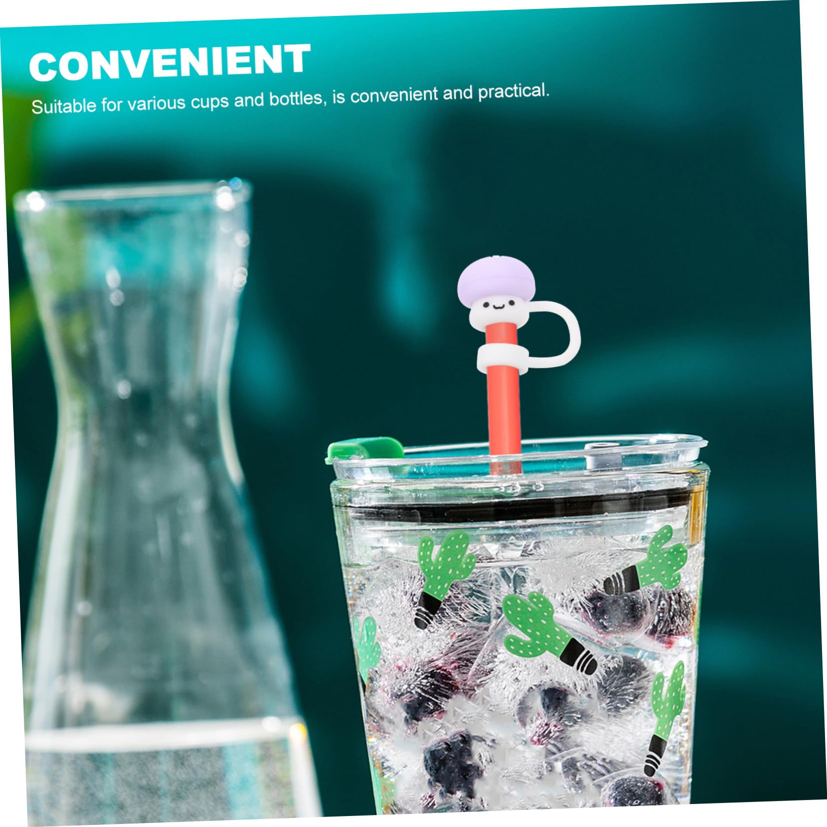 5 Sätze Strohabdeckung Strohkappe Strohhalme Einfach Cup Stroh Tipps Trinken Löscher Trinkhalme Wiederverwendbar Kappen Stroh Kieselgel 6 Stück * 5