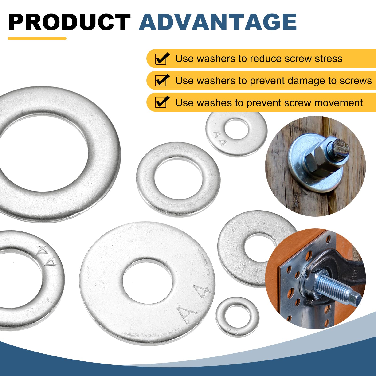 Bclla Zkenshan-Rondelle Piatte 200 PCS M2 Rondelle Piatte in Acciaio Inox STAFFERS DISTANZATORE buona Resistenza all'Usura
