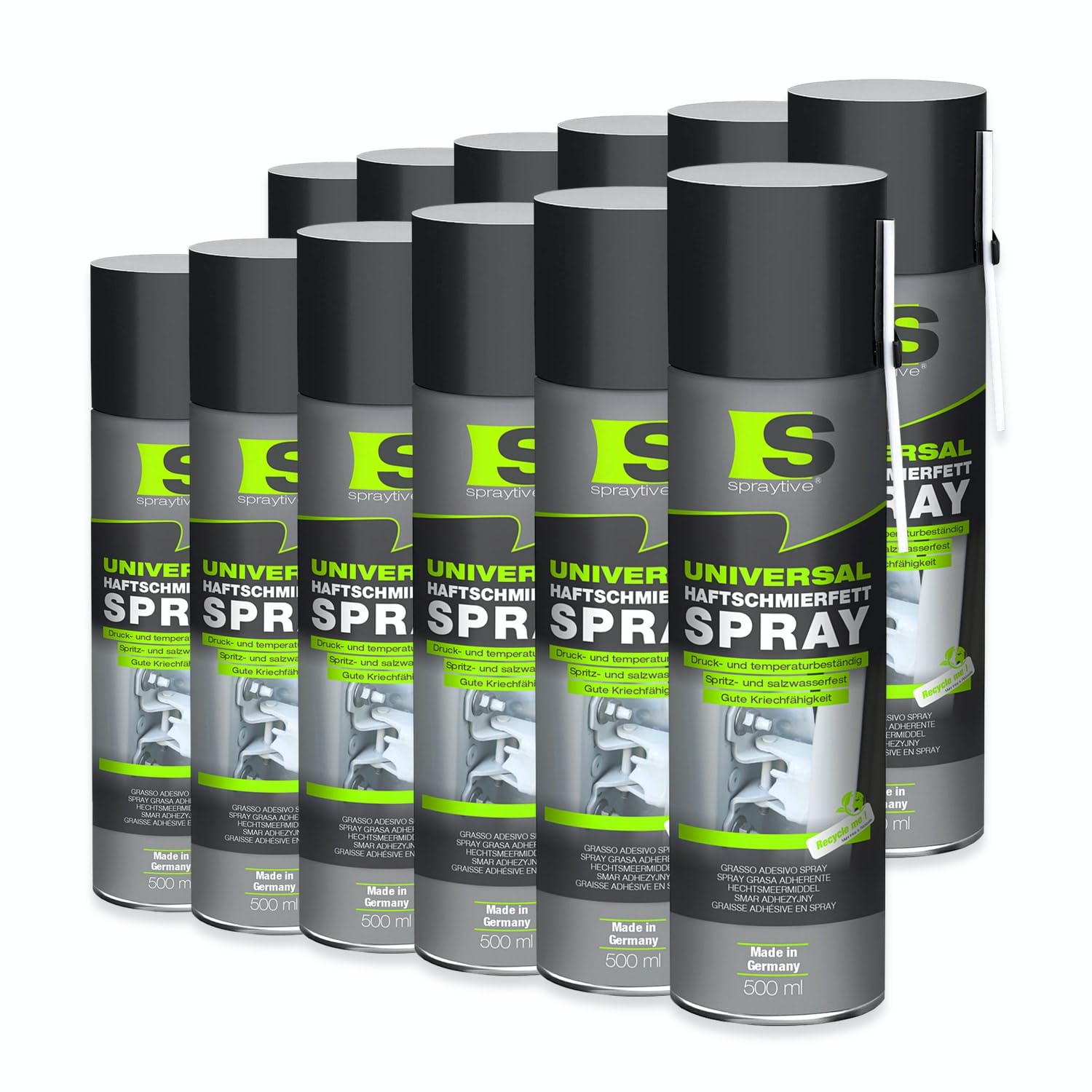 12 x 500 ml grasso lubrificante spray universale – grasso lubrificante e olio penetrante per auto, giunti, cuscinetti e cerniere – grasso spray ad alta viscosità, grasso per funi e grasso