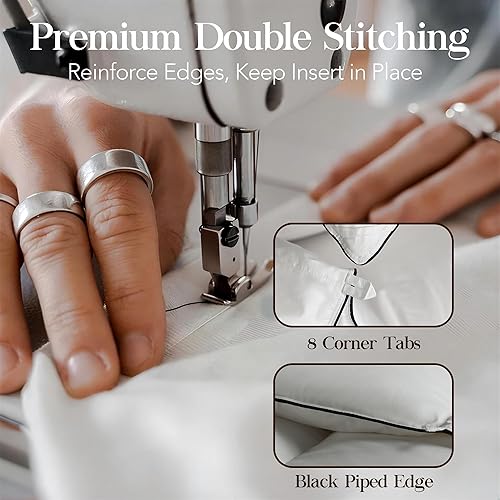 Miniatura 8 de Edredón tamaño Queen, edredón de plumón de ganso blanco, relleno de edredón de algodón, ultra suave, transpirable, para todas las estaciones,