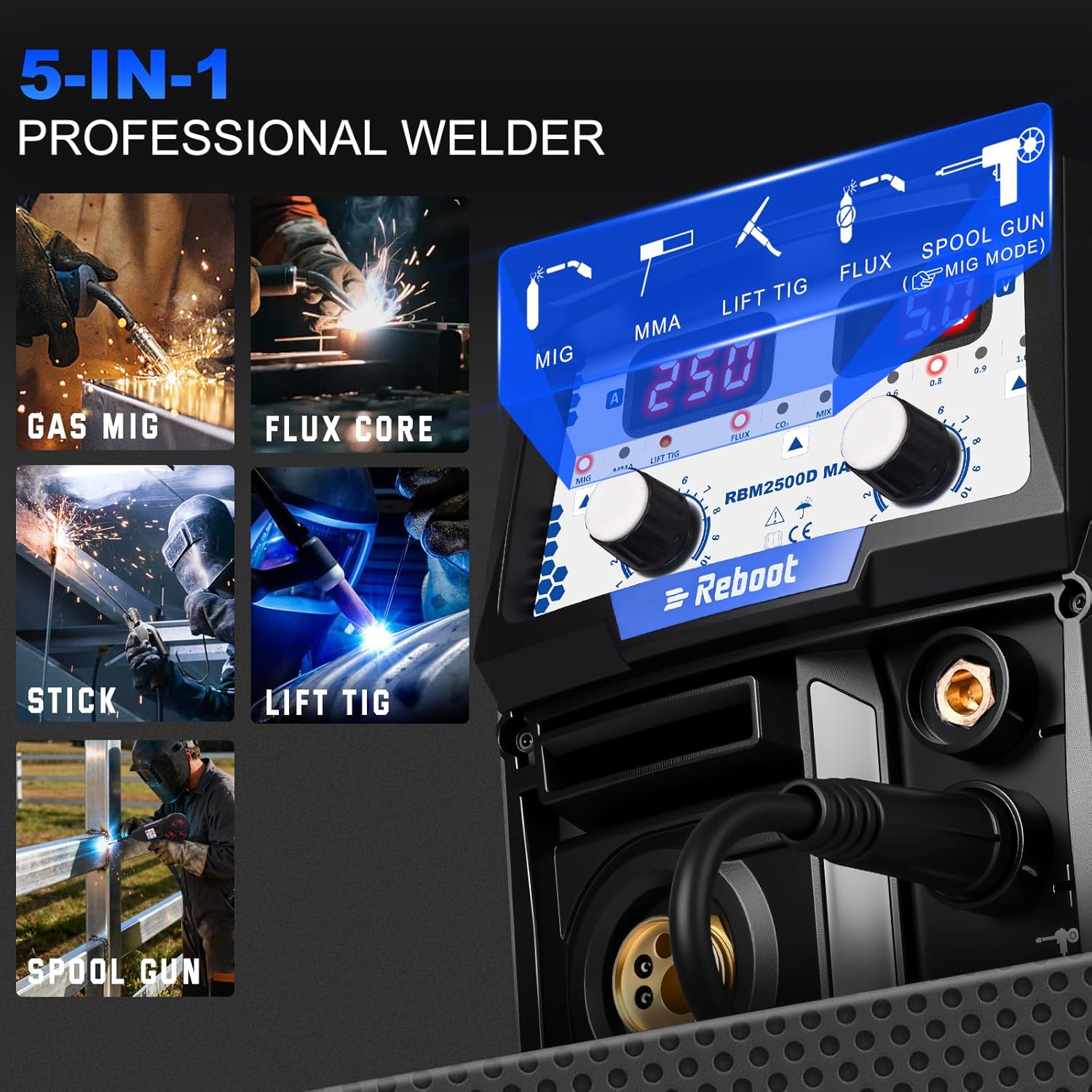 Internal view of the Reboot RBM2500D MAX welder's wire feed system.