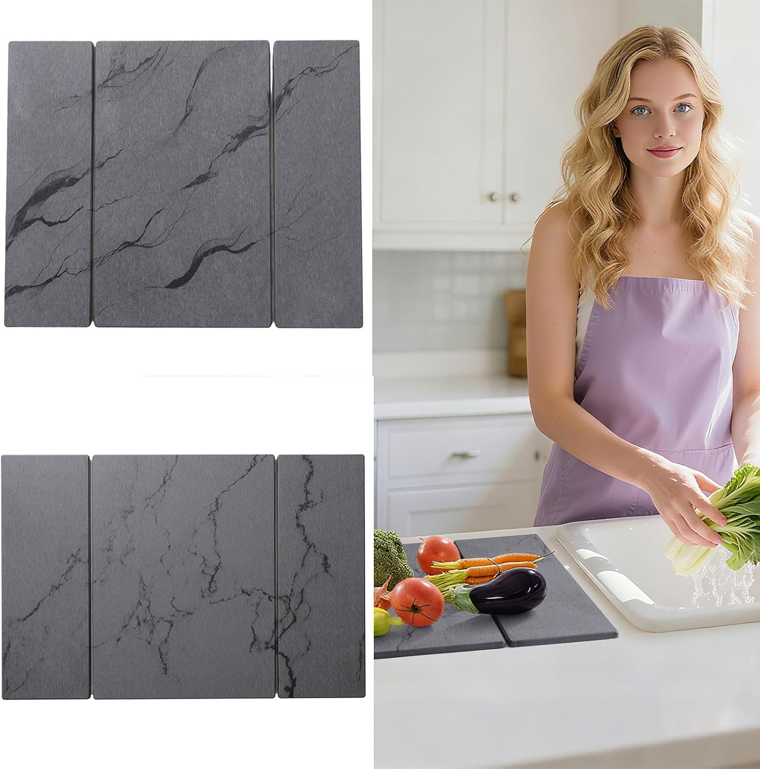 Large Earth Absorbent Mat for Plates Two Size Varieties 60x40cm 50x40cm Fast Drying Kitchen Table Pad Countertop Drying Mat