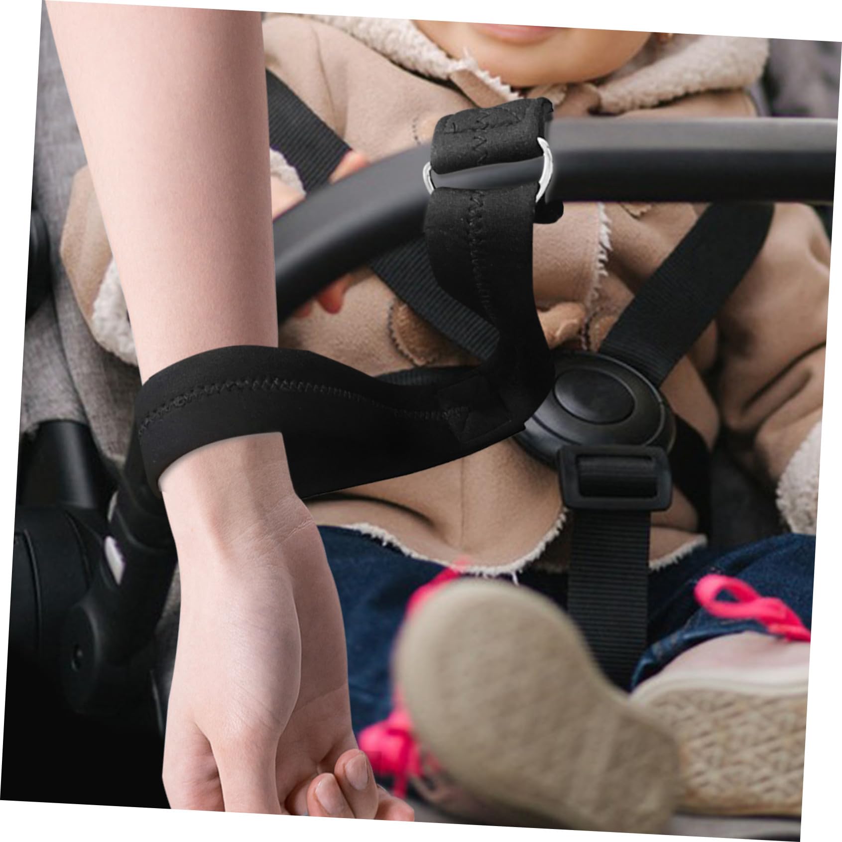 Fascia di Sicurezza per Polso per Passeggino e Carrello Nero | Neoprene, Funzione Antiscivolo, Accessori per Pushchair e Shopping Cart, Formato Pratico