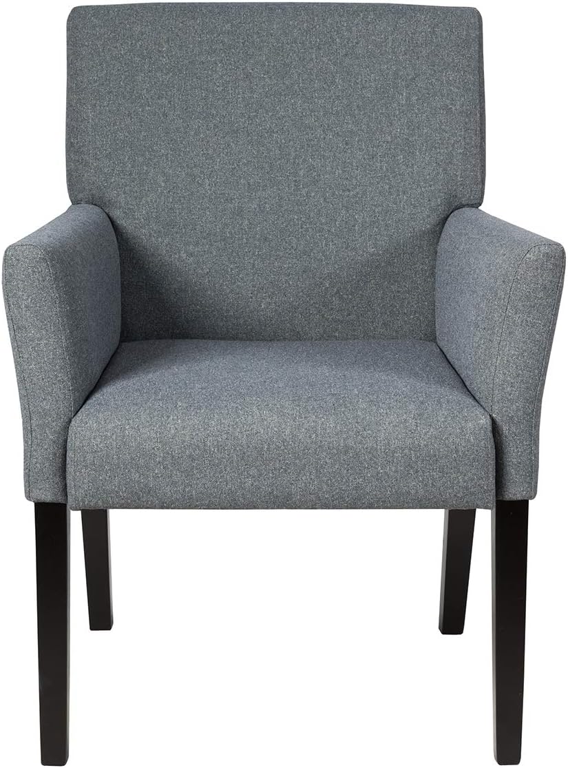 Giantex Fabric Upholstered Guest Chair, Reception Chair w/Comfortable Backrest, Padded Arms, Rubber Wood Legs, Easy Assembly Contemporary Executive Guest Chairs for Meeting Room, Office, Grey (1)
