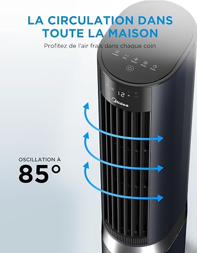 Midea Sensicool Air Cooler with 7L Water Cooling Mobile Air Conditioning Without Drain Hose, Fan with Water Cooling 2000 m³/Hour Evaporative Cooler, 6 Speeds, Touch Display (Blue) - 7