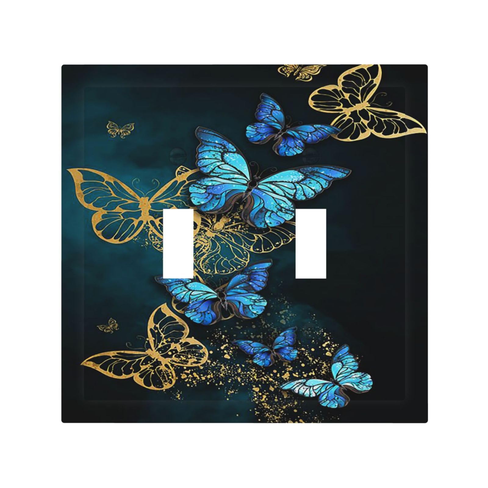 Plaque interrupteur double papillon vintage pour cacher les traces de mur