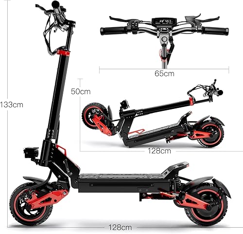 Miniatura 5 de Patinete eléctrico para adultos - Rango de 37 millas, velocidad máxima de 34 MPH, motor de 1200 W, neumáticos todoterreno de 11 pulgadas, 48 V18 AH,