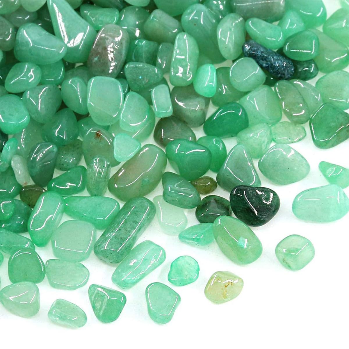 WAYBER Piedras de cristal decorativas, 920 g (relleno de 2 tazas) de cuarzo irregular, grava de piedra verde para decoración de acuario, tanque de tortuga, paisaje de plantas suculentas/adorno de