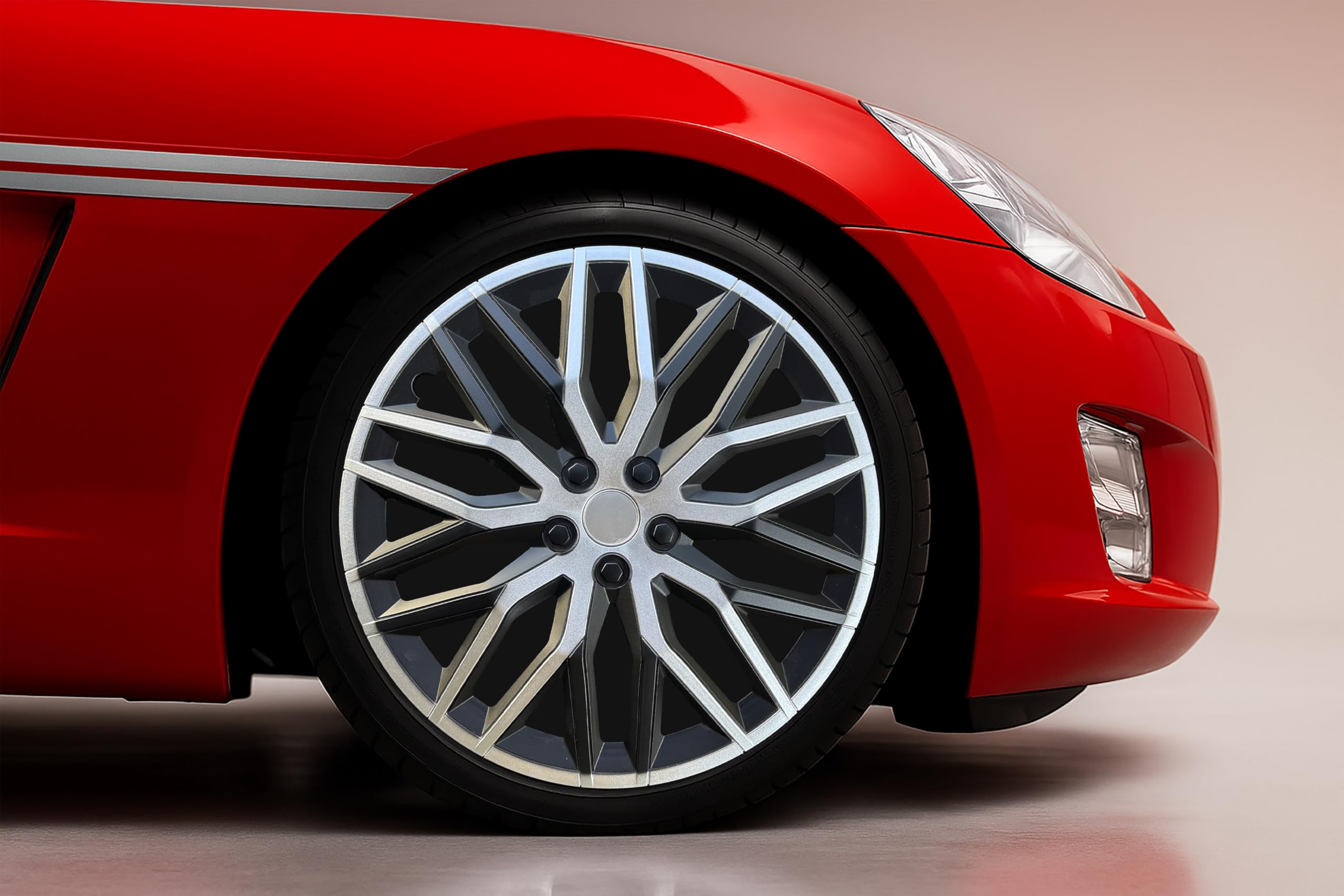 Enjoliveurs 15" Nova Noir/Argent, Lot de 4 pièces, universels, ABS Haute résistance, Fixation par Pression, Design Moderne et Ventilation optimisée - 4