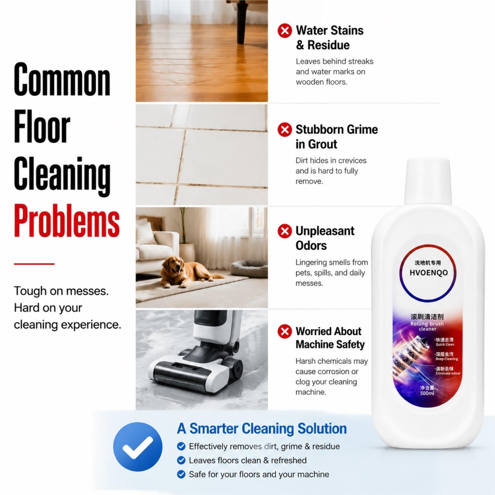 Detergente for Pavimenti, 500ML, 3 Flacone, Compatibile con Tineco | Senza Residui / Senza Aloni, for Tutti Gli Aspirapolvere Robot E Gli Aspirapolvere Senza Fili Umido E Asciutto